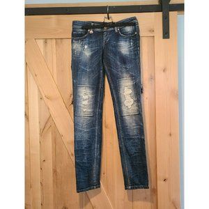 Salsa Denim Art Classy Blue Denim Jeans W29 L32 Patch Knees Distressed unisex